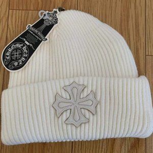 NWT CHROME HEARTS CHPlus Beanie Knit cap Knit hat cotton White